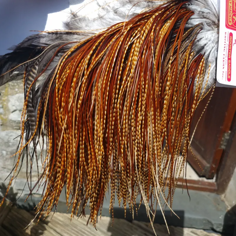 Whiting Pro-Grade Midge Rooster Saddle in Barred Dark Ginger A Approx Tying Sizes 16 18 20 22  24 26 and out of sight-3