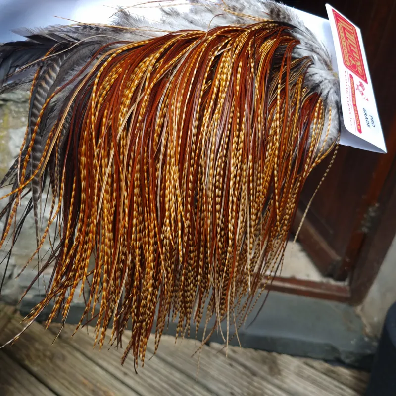 Whiting Pro-Grade Midge Rooster Saddle in Barred Dark Ginger A Approx Tying Sizes 16 18 20 22  24 26 and out of sight