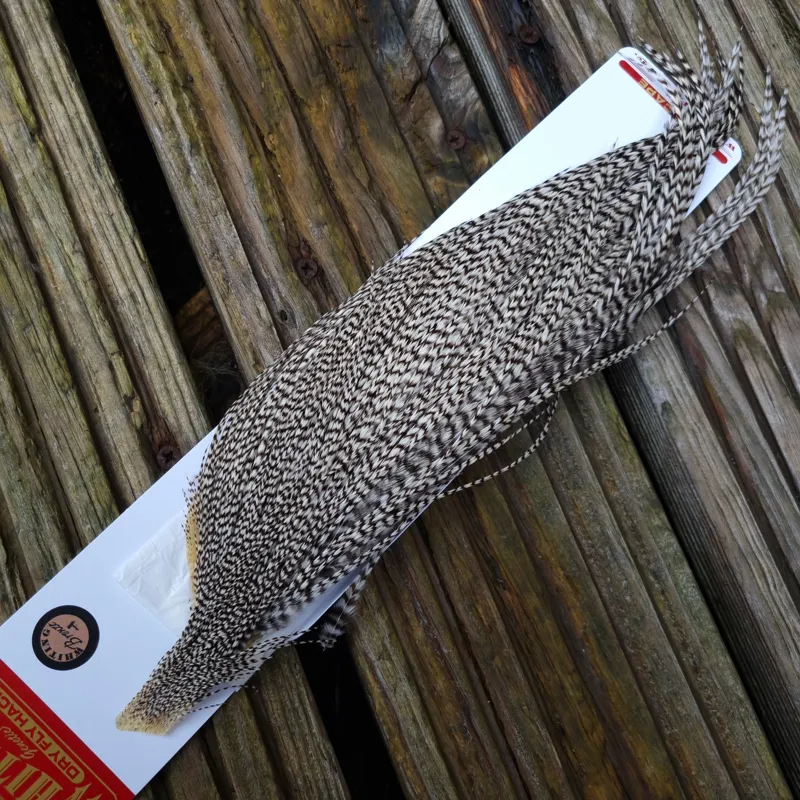 Whiting 1/2 Bronze Grade Dry Fly Rooster Cape in Grizzly-2