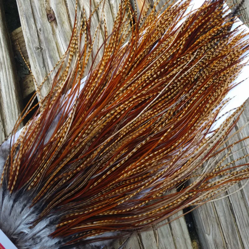 Whiting Pro-Grade Midge Rooster Saddle in Barred Dark Ginger A Approx Tying Sizes 16 18 20 22  24 26 and out of sight-7