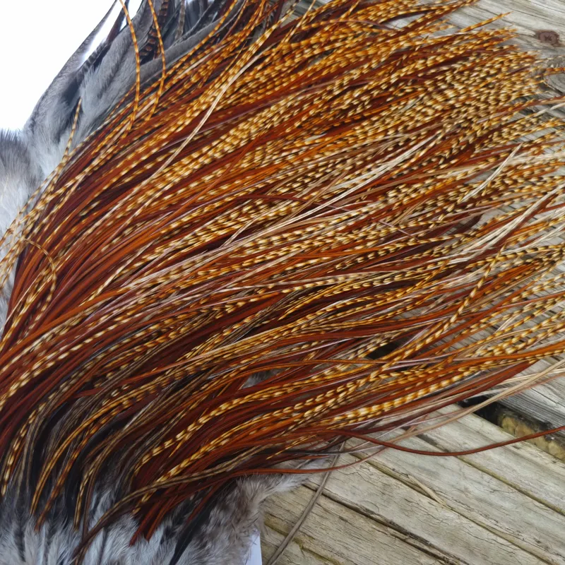 Whiting Pro-Grade Midge Rooster Saddle in Barred Dark Ginger A Approx Tying Sizes 16 18 20 22  24 26 and out of sight-4