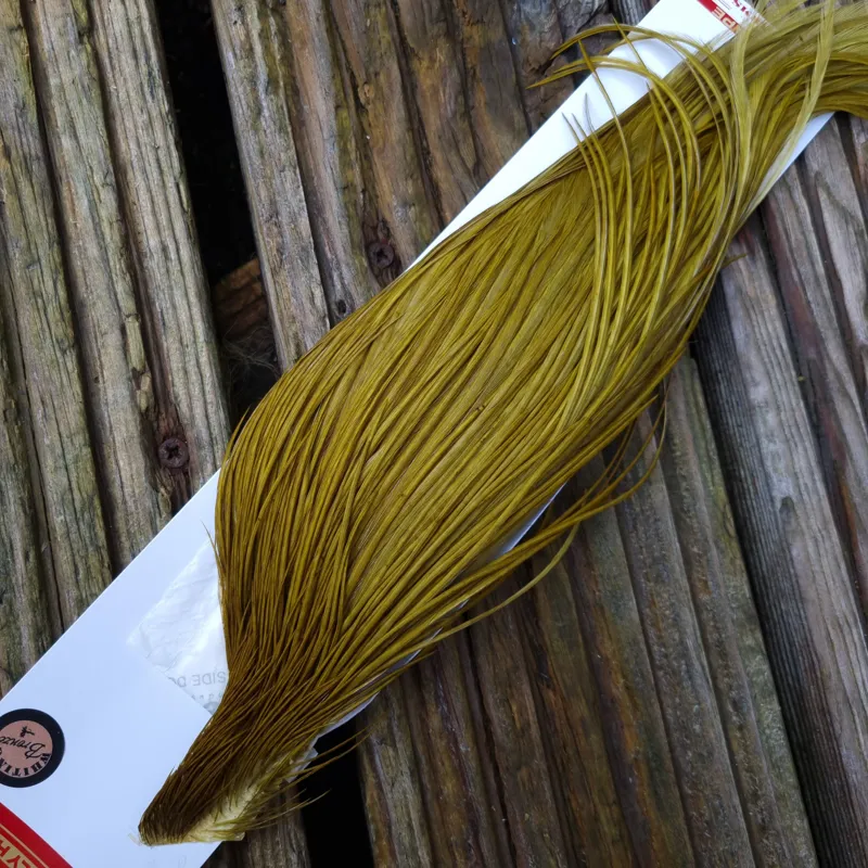 Whiting 1/2 Bronze Grade Dry Fly Rooster Cape in White Dyed Dark Olive-1