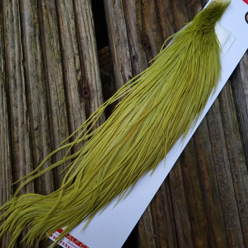 Whiting 1/2 Bronze Grade Dry Fly Rooster Cape in White Dyed Olive-1