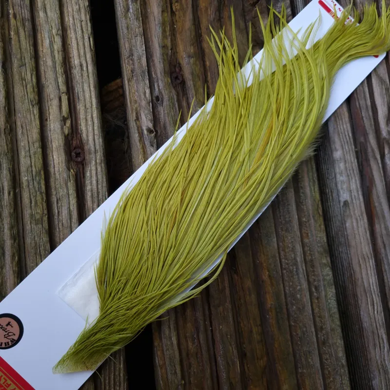Whiting 1/2 Bronze Grade Dry Fly Rooster Cape in White Dyed Olive-2