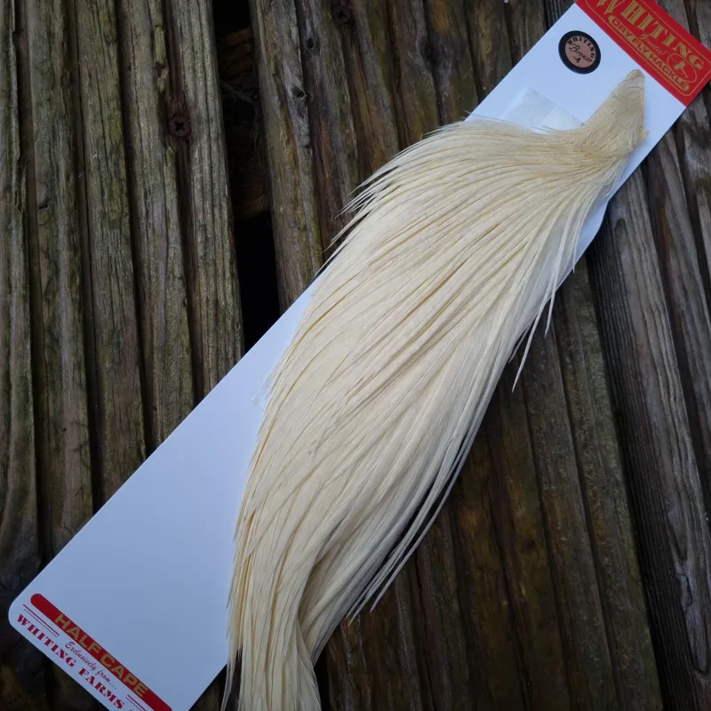 Whiting 1/2 Bronze Grade Dry Fly Rooster Cape in Natural White