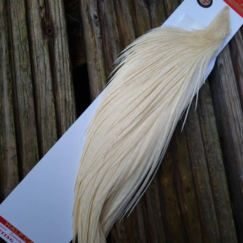 Whiting 1/2 Bronze Grade Dry Fly Rooster Cape in Natural White-2