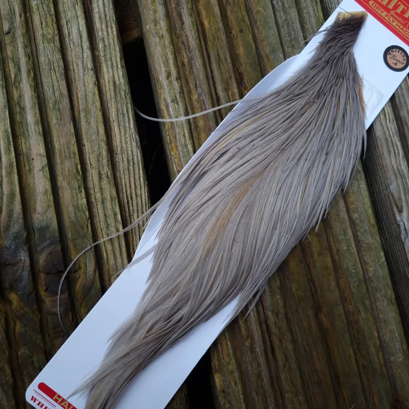 Whiting 1/2 Bronze Grade Dry Fly Rooster Cape in Medium Dun-2