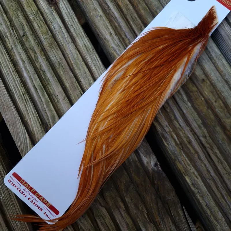 Whiting 1/2 Bronze Grade Dry Fly Rooster Cape in Natural Medium Ginger