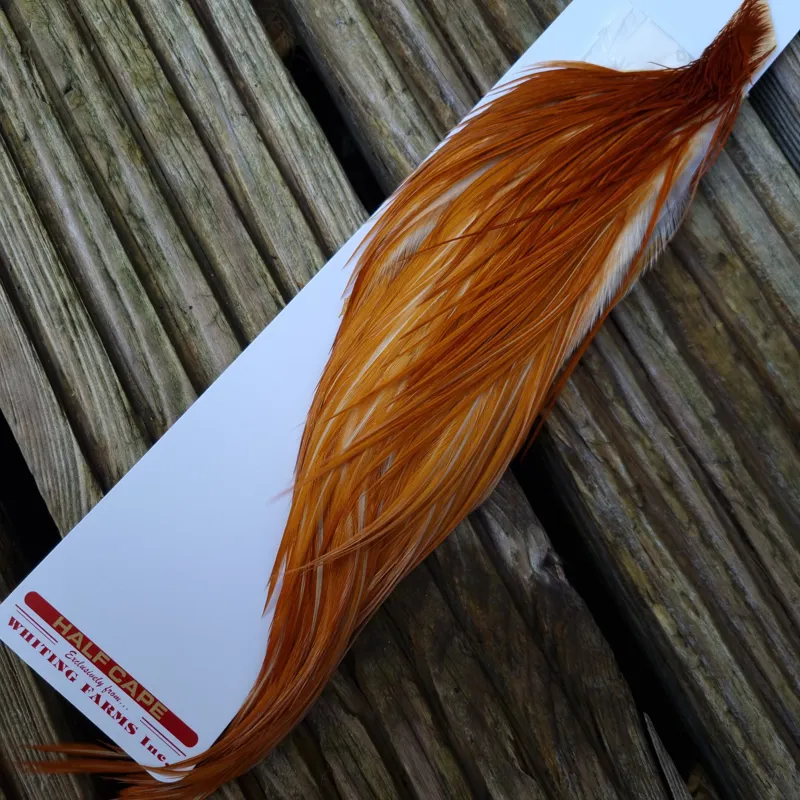 Whiting 1/2 Bronze Grade Dry Fly Rooster Cape in Natural Medium Ginger-2