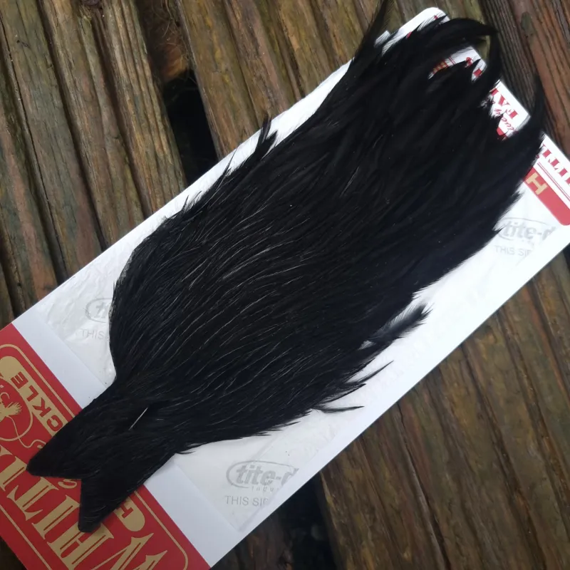 Whiting Hen Cape in Dyed Black C-1