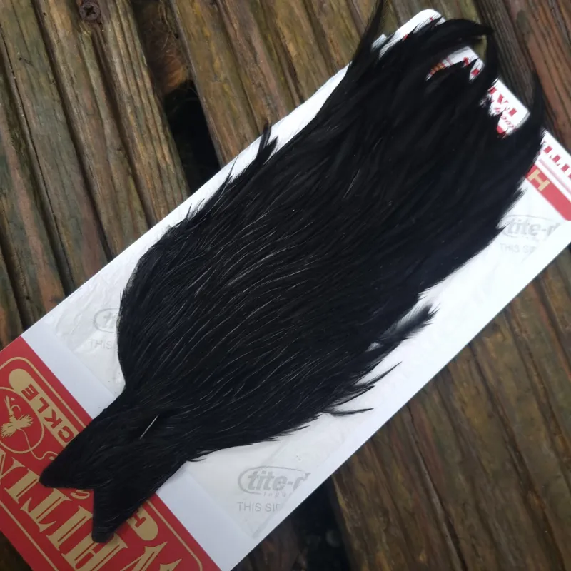 Whiting Hen Cape in Dyed Black C-3