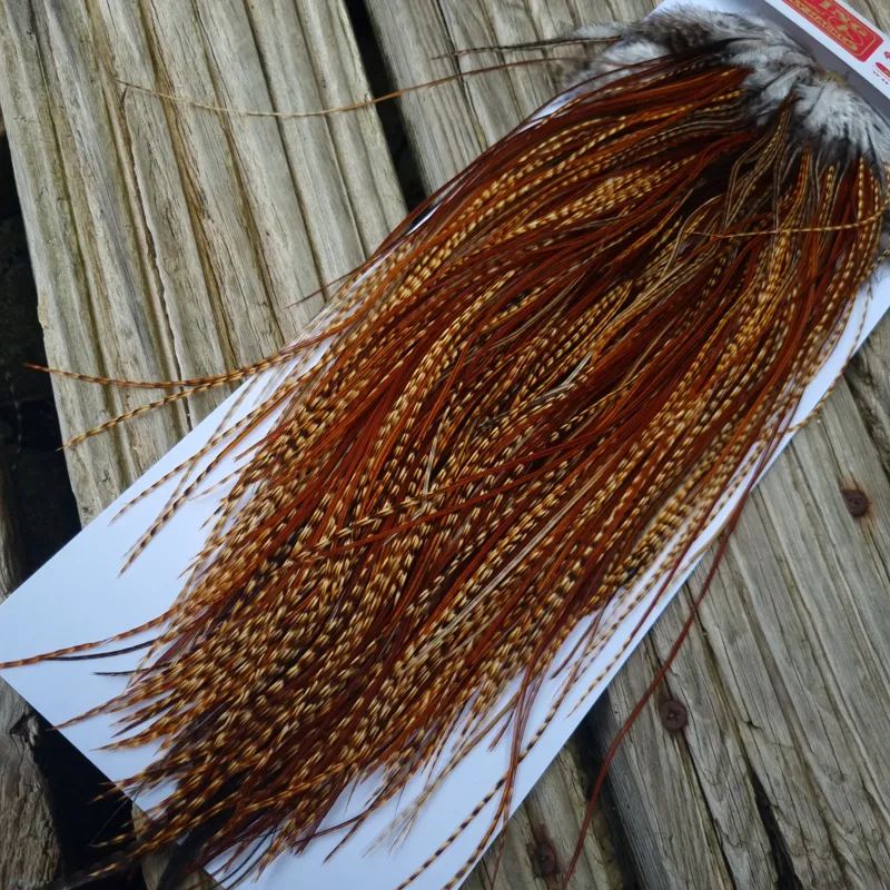 Whiting Pro-Grade Midge Rooster Saddle in Barred Dark Ginger A Approx Tying Sizes 16 18 20 22  24 26 and out of sight-8