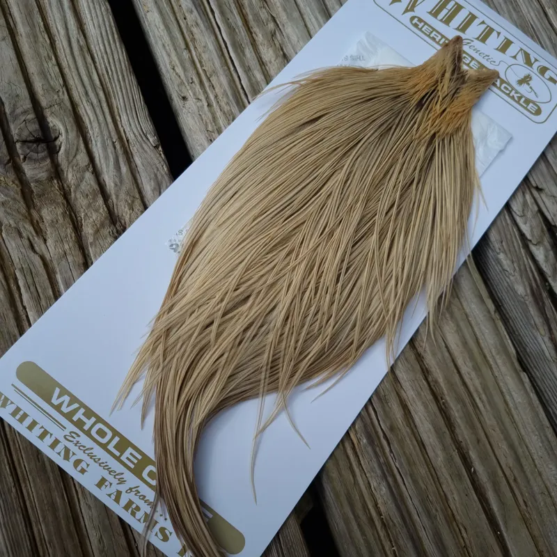 Whiting Heritage Hackles Rooster Cape in Mixed Colours C Sandy Dun Badger/Champagne Badger-1