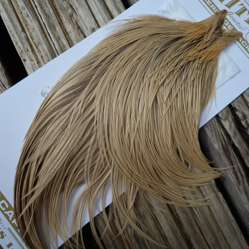 Whiting Heritage Hackles Rooster Cape in Mixed Colours C Sandy Dun Badger/Champagne Badger
