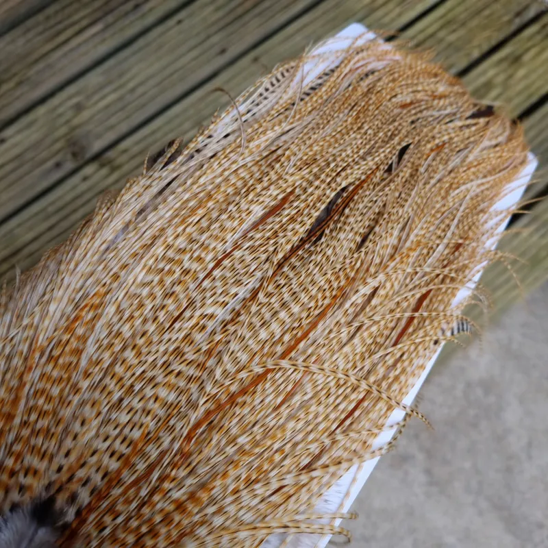 Whiting Heritage Hackles Rooster Saddle in Mixed Colours G STUNNING Speckled/Barred Light to Medium Barred Ginger Hackle Tying Approx 14/16 /18  -1