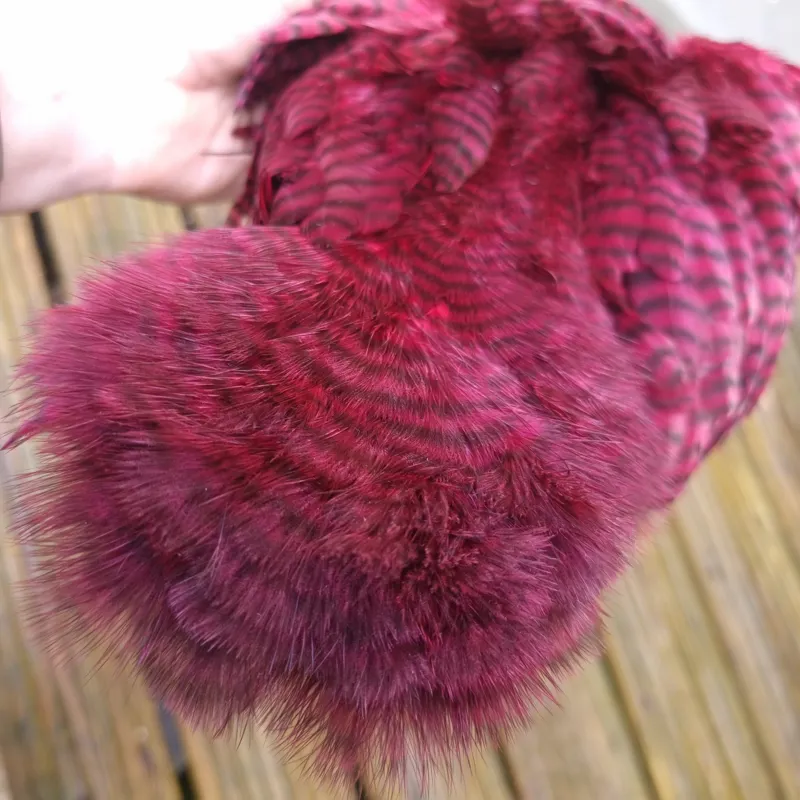 Whiting Rooster Soft Hackle with Chickabou in Grizzly Dyed Claret-4