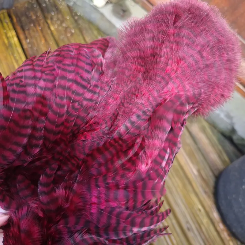 Whiting Rooster Soft Hackle with Chickabou in Grizzly Dyed Claret-8