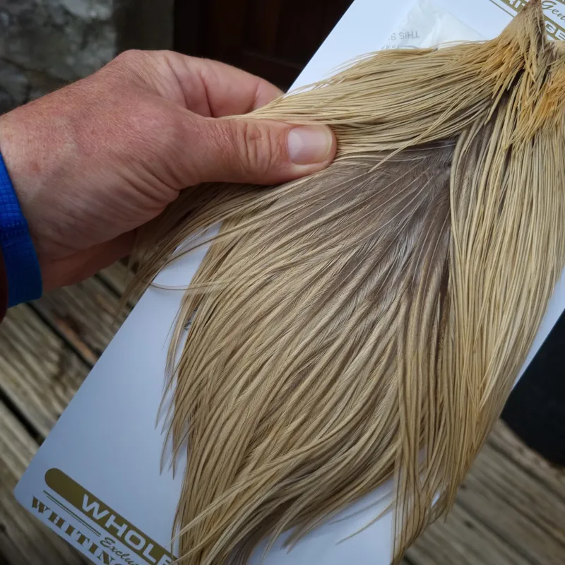 Whiting Heritage Hackles Rooster Cape in Mixed Colours C Sandy Dun Badger/Champagne Badger-8