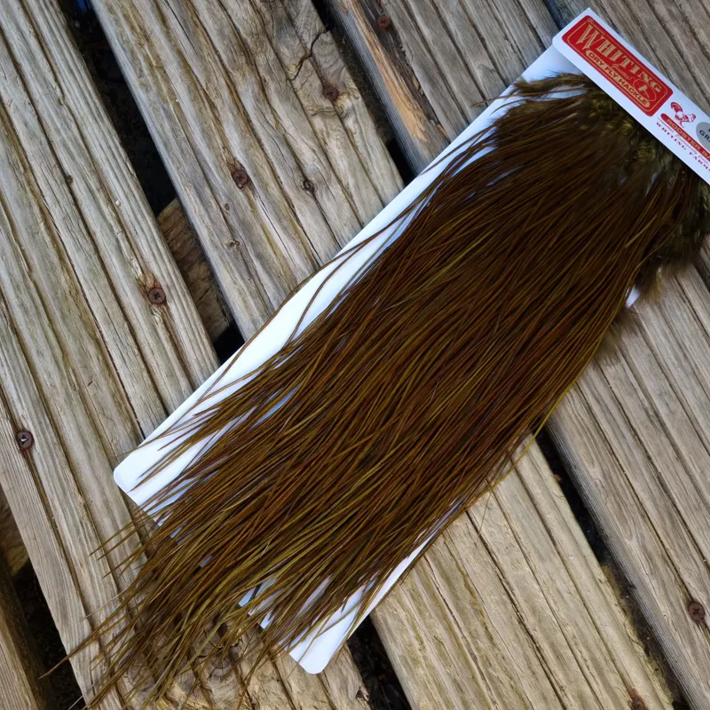 Whiting Pro-Grade Midge Rooster Saddle in White Dyed Dark Olive A Approx Tying Size Few 14 and stuffed with 16/18/20 and a few going smaller-2