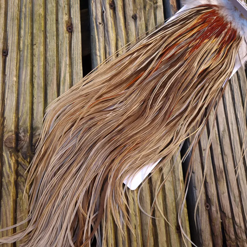 Whiting Heritage Hackles Rooster Saddle in Mixed Colours A Champagne Badger/Speckled Champagne Badger/Rusty Dun/Speckled Natural Dun Approx Tying Sizes odd 10 stuffed with12/14 and the odd 16-7