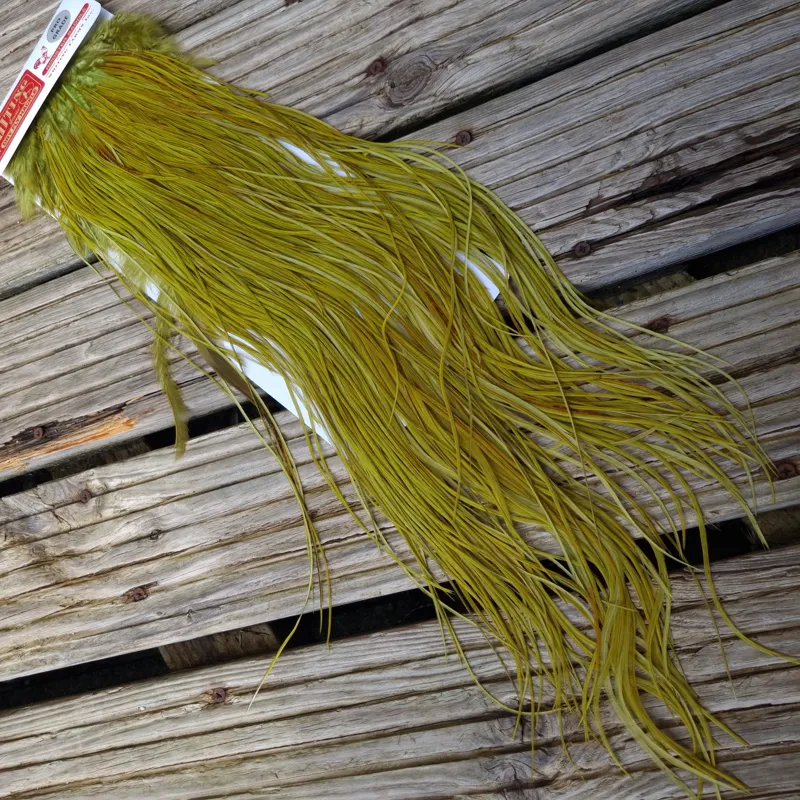 Whiting Pro-Grade Midge Rooster Saddle in White Dyed Olive A Light Olive/ Medium Olive/ Rusty Olive and Yellow Olive  Approx Tying Size Few 12 in the middle and stuffed with 14/16 and a few going smaller-2
