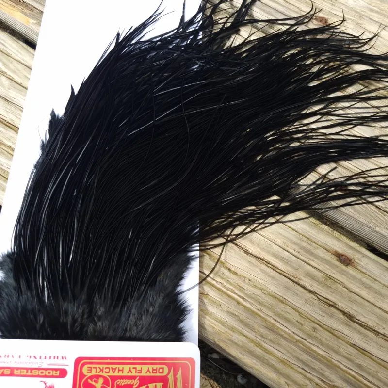 Whiting Pro-Grade Midge Rooster Saddle in Black A Approx Tying Sizes 16/18/20/22/24 with a few smaller-2