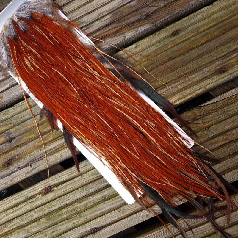 Whiting Heritage Hackles Rooster Saddle in Mixed Colours A Medium to Dark Red Game Approx Tying Sizes 12/14/16/18-2