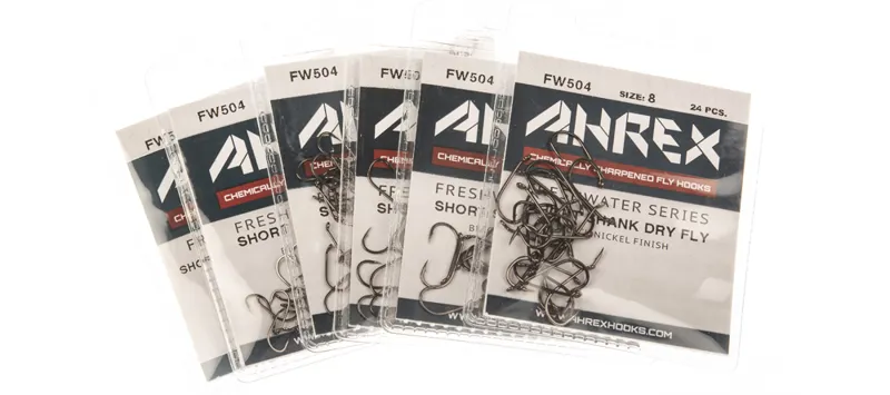 Ahrex FW504 Short Shank Dry Barbed Hook-2