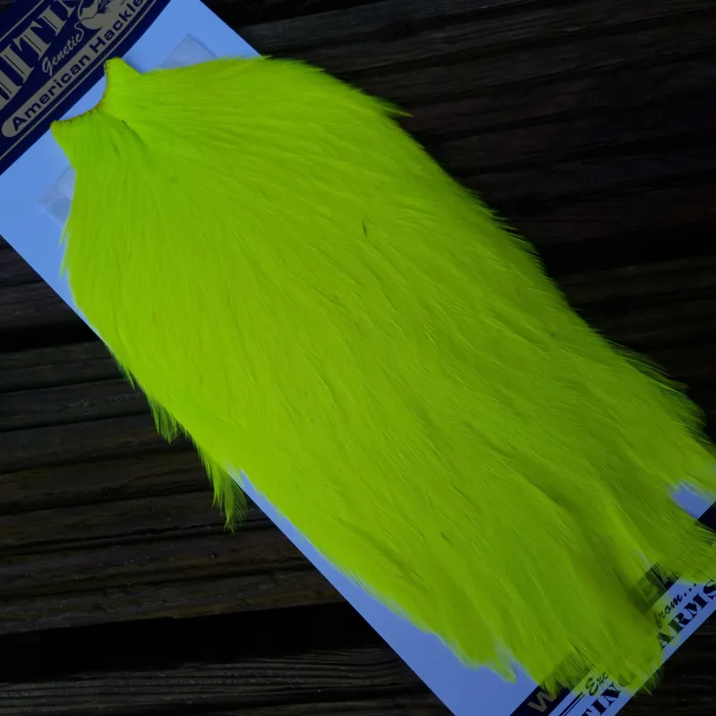 Whiting American Rooster Cape in Fl. Yellow Chartreuse-2