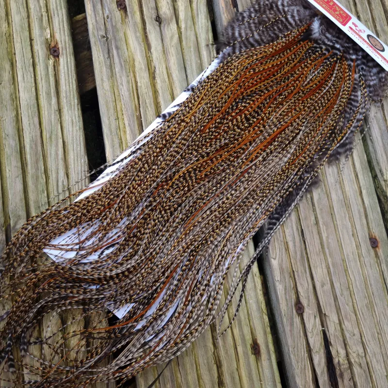 Whiting Bronze Grade Midge Rooster Saddle in CREE B Approx Tying Size Few 14 and Stuffed with16/18 and a few 20 and smaller-4