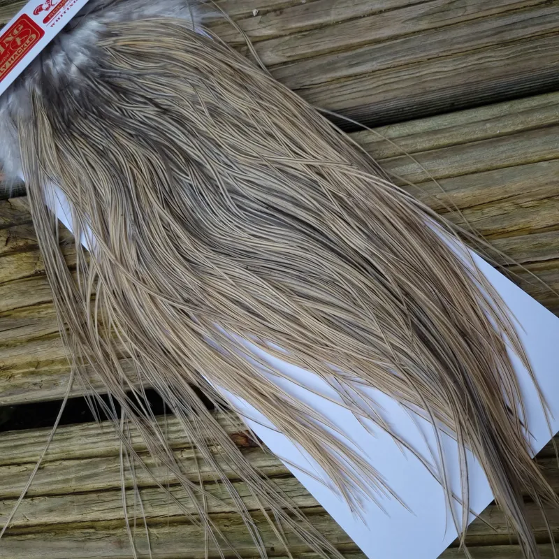 Whiting Pro-Grade Midge Rooster Saddle in Natural Dun/ Light Blue Dun/Medium Blue Dun Badger/Champagne Blue Dun Badger B Tying Approx 14/16/18/20-3