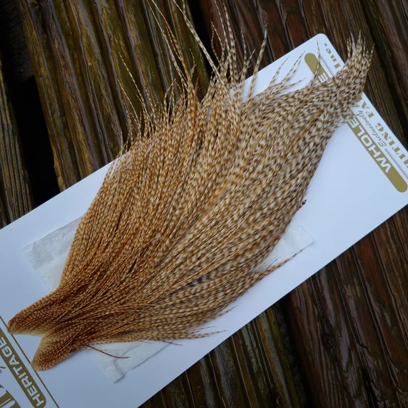 Whiting Heritage Hackles Rooster Cape in Mixed Colours B Tan Grizzly/ Biscuit Brown Grizzly/Barred Biscuit Brown Hackles-6