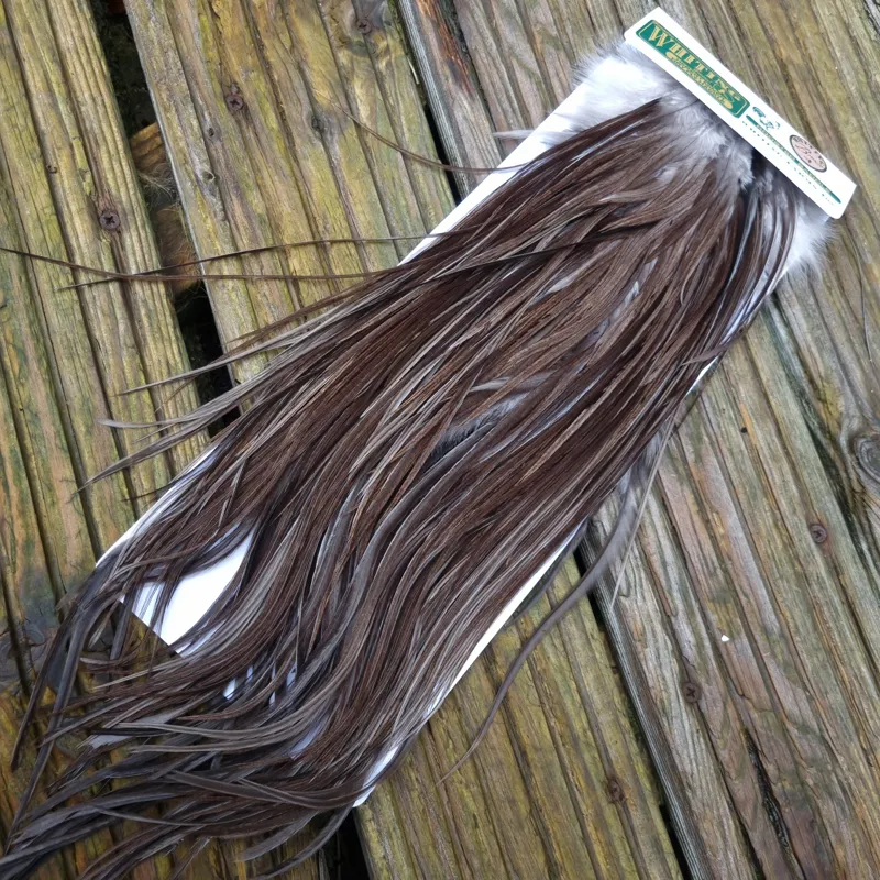 Whiting Hebert Miner Bronze Grade Dry Fly Rooster Saddle in Dark Gray Dun B Approx Tying Size 12/14-1