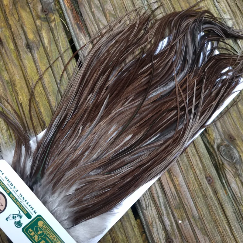 Whiting Hebert Miner Bronze Grade Dry Fly Rooster Saddle in Dark Gray Dun B Approx Tying Size 12/14-3