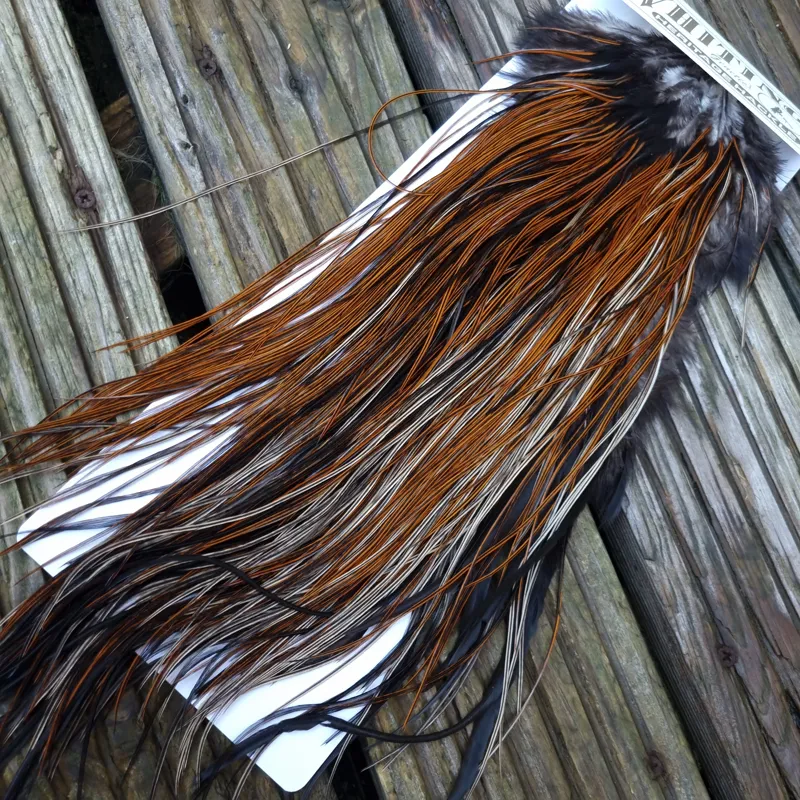 Whiting Heritage Hackles Rooster Saddle in Mixed Colours B Light/Medium and Speckled Furnace Tying Approx 16/18/20-2