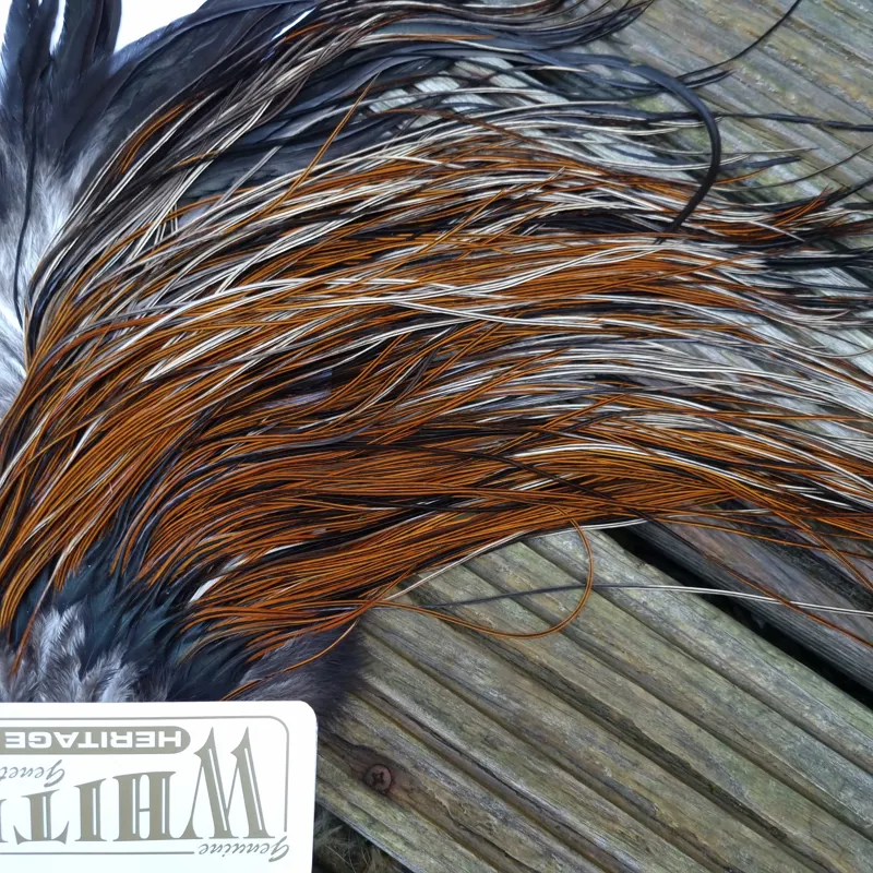 Whiting Heritage Hackles Rooster Saddle in Mixed Colours B Light/Medium and Speckled Furnace Tying Approx 16/18/20-5