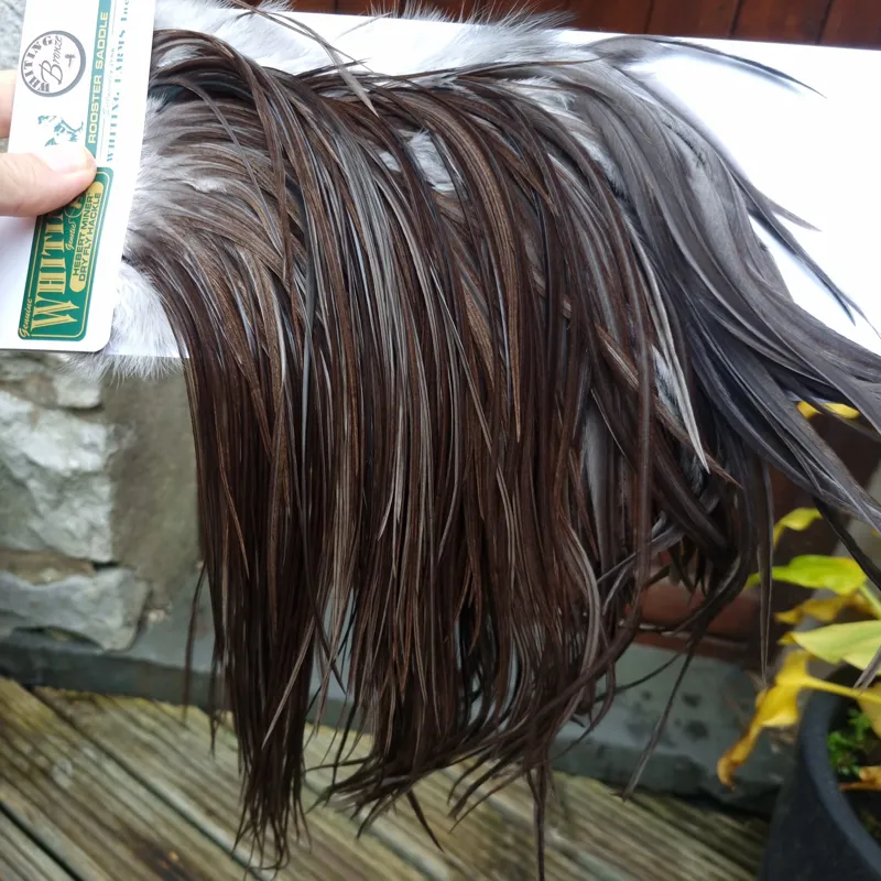 Whiting Hebert Miner Bronze Grade Dry Fly Rooster Saddle in Dark Gray Dun B Approx Tying Size 12/14-5