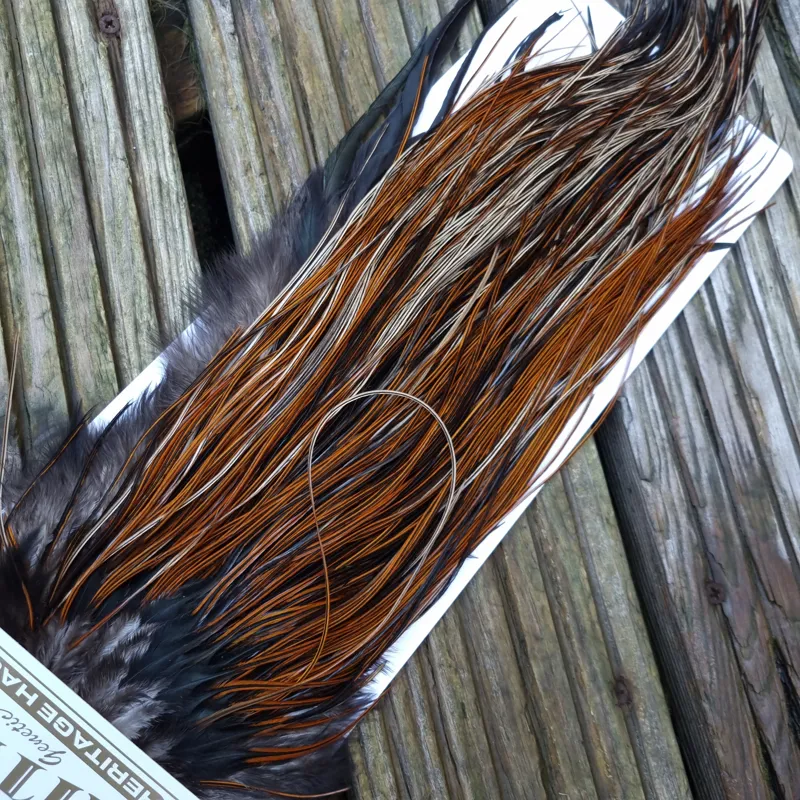 Whiting Heritage Hackles Rooster Saddle in Mixed Colours B Light/Medium and Speckled Furnace Tying Approx 16/18/20-7