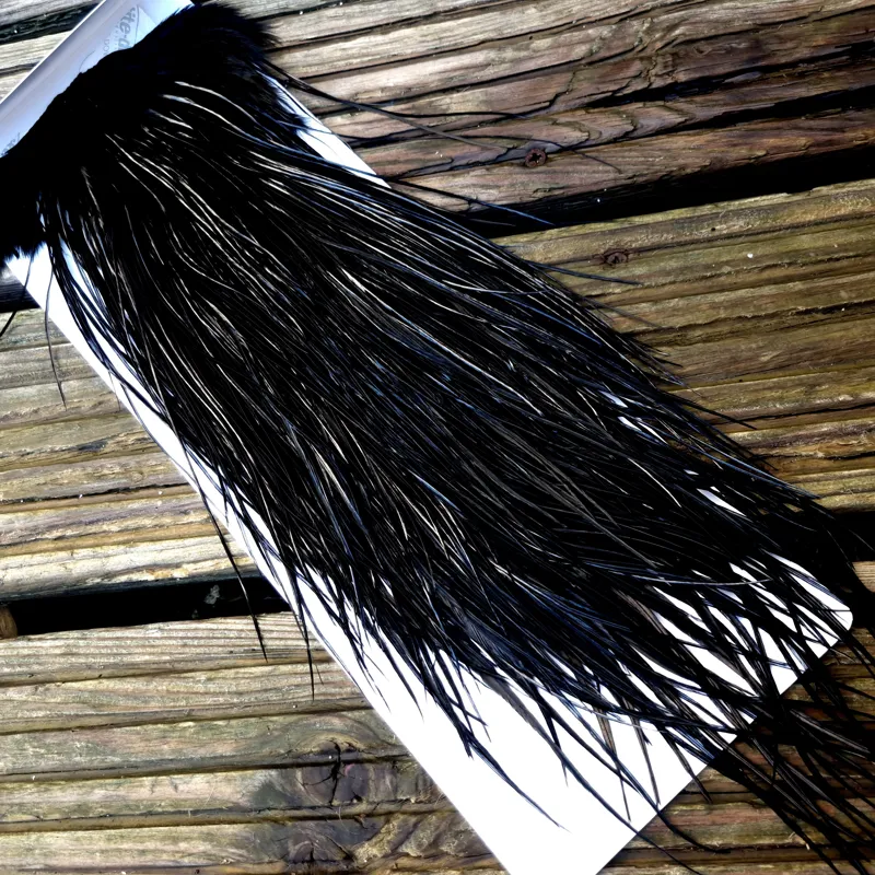 Whiting Pro-Grade Midge Rooster Saddle in Black B Approx Tying Sizes some 14 stuffed with16 18 20 22 -1