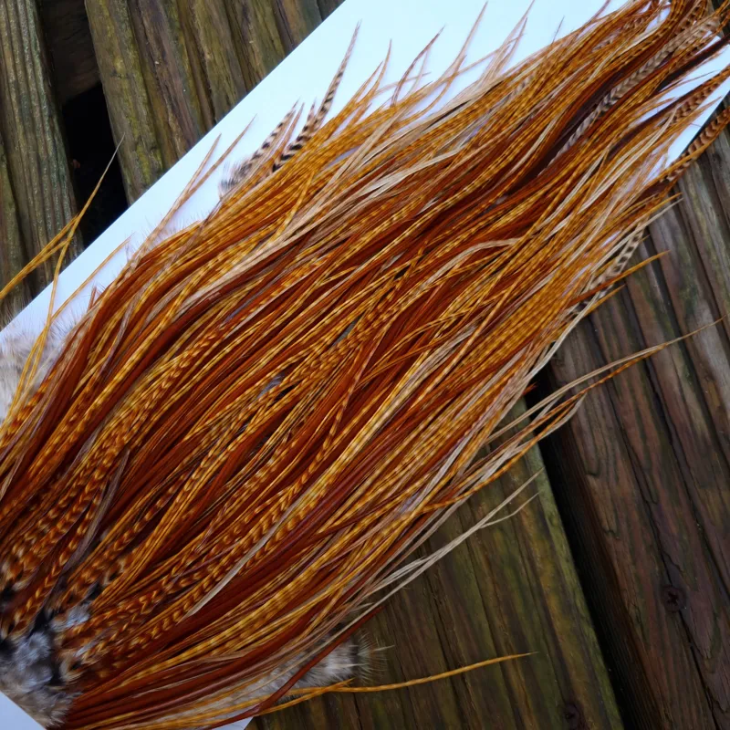 Whiting Pro-Grade Dry Fly Rooster Saddle in Barred Dark Ginger B Tying Approx.  12/14/16-4