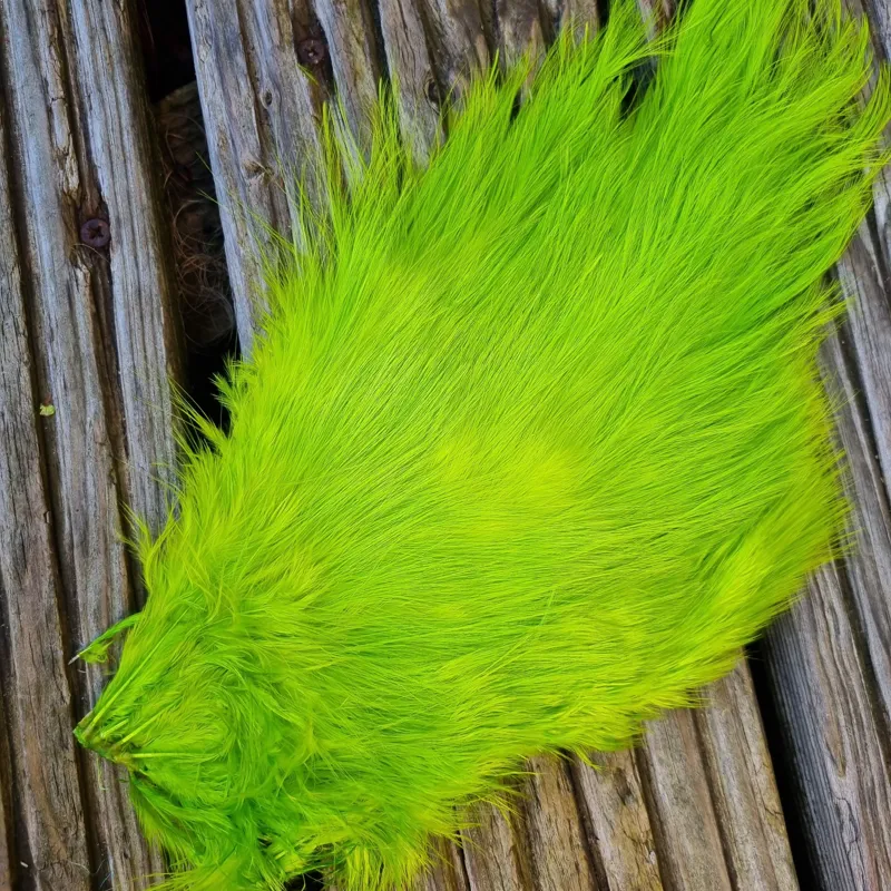 Whiting Spey Bird Fur in Fl.Green Chartreuse-3
