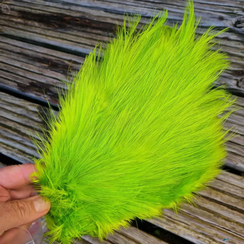 Whiting Spey Bird Fur in Fl.Green Chartreuse-2