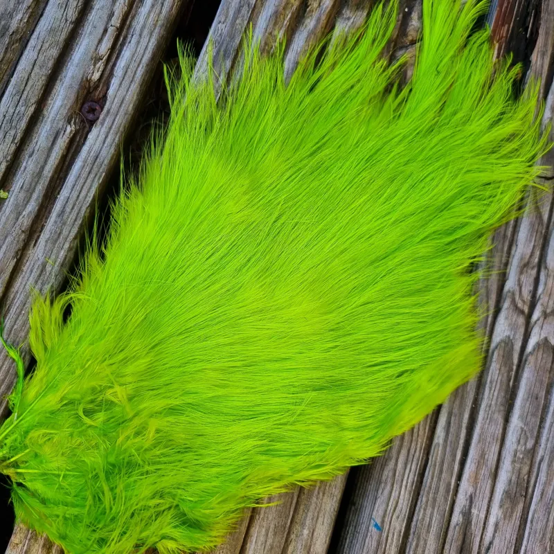 Whiting Spey Bird Fur in Fl.Green Chartreuse-4