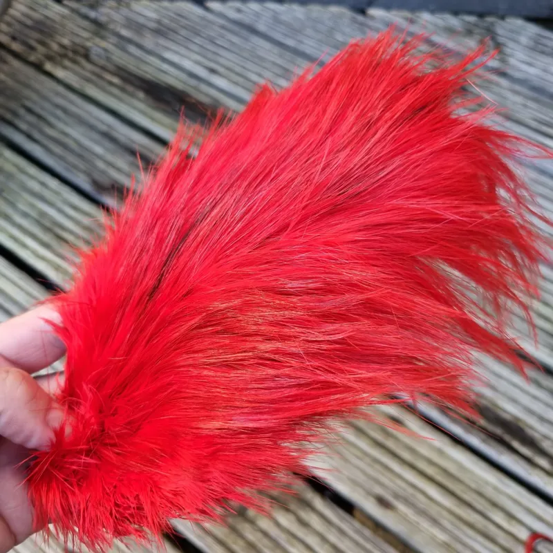 Whiting Spey Bird Fur in Red-2