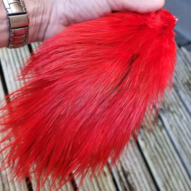 Whiting Spey Bird Fur in Red-4