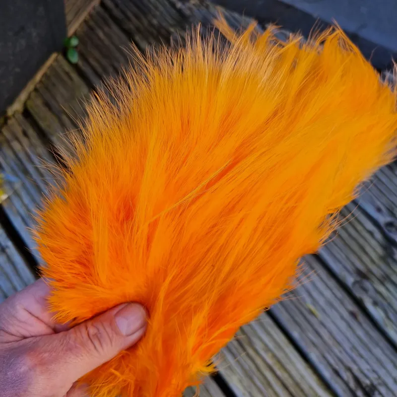Whiting Spey Bird Fur in Shrimp Orange