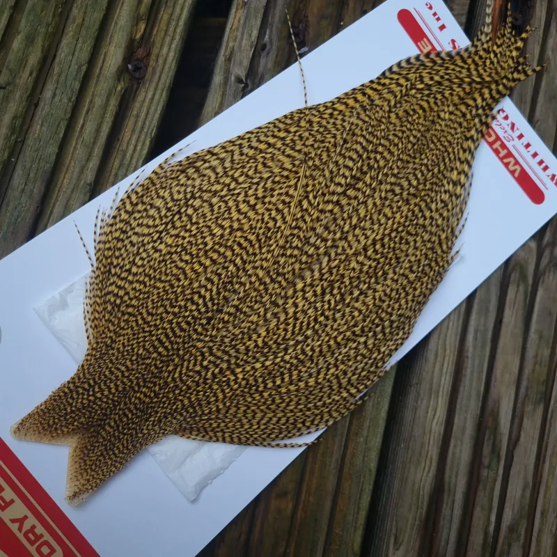 Whiting Pro-Grade Dry Fly Rooster Cape in Grizzly Golden Straw B-1