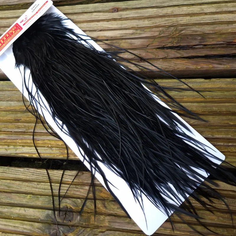 Whiting PRO-GRADE Dry Fly Rooster Saddle in Black C Approx Tying Sizes Rammed with 10/12 /14 -1