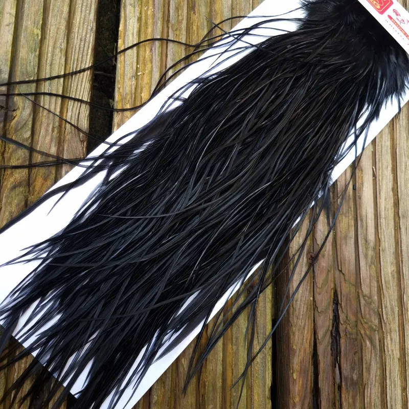 Whiting PRO-GRADE Dry Fly Rooster Saddle in Black C Approx Tying Sizes Rammed with 10/12 /14 -2