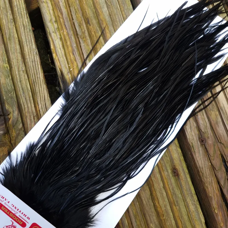 Whiting PRO-GRADE Dry Fly Rooster Saddle in Black C Approx Tying Sizes Rammed with 10/12 /14 -3